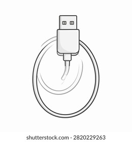 Detailed image of a USB cable with connector, isolated on a plain background, highlighting the design and structure of the charging accessory.