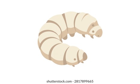 Detailed image of a white termite larva with a segmented body and soft appearance, ideal for pest control, insect research, and infestation awareness