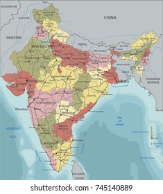 Detailed India political map.