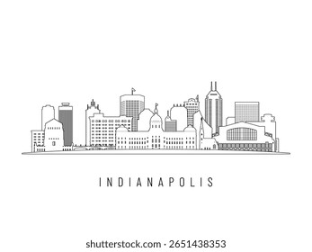 Detailed Indianapolis skyline vector illustration. Indianapolis buildings in line art style, perfect for modern designs.
