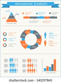 detailed infographic elements set with  graphics and charts eps8