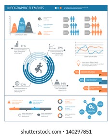 detailed infographic elements set with  graphics and charts eps8