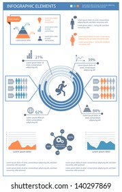 detailed infographic elements set with  graphics and charts eps8