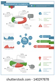 detailed infographic elements set with  graphics and charts eps10