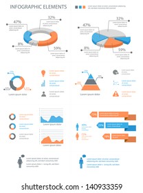 detailed infographic elements set with  graphics and charts EPS8