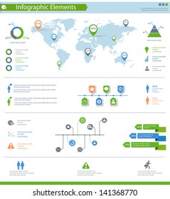 detailed infographic elements set with world map graphics and charts eps10