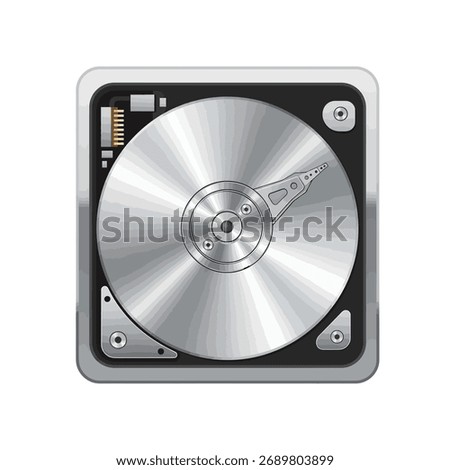 Detailed Internal View of a Modern Hard Disk Drive HDD for Digital Data Storage and Computer Technology