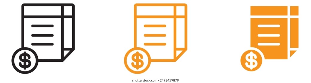 Detailliertes Rechnung-Dokument-Symbol für Finanz- und Geschäftsgrafiken Ideal für die Darstellung von Rechnungen und Finanzdokumenten