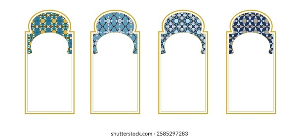 Detailed Islamic window designs feature beautiful shapes and intricate patterns, highlighting cultural artistry.