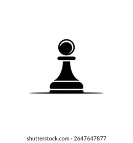 Uma ilustração detalhada e isolada mostra uma peça de xadrez com peão preto em uma superfície, colocada contra um fundo branco nítido, adequado para design gráfico.