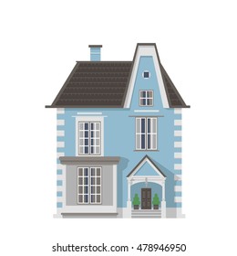 Detailed isolated vector old town village victorian style house