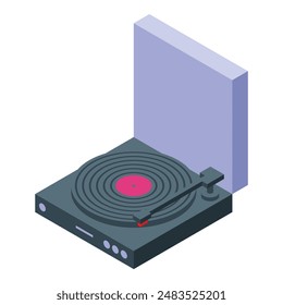 Diseño isométrico detallado de un tocadiscos, perfecto para proyectos musicthemed