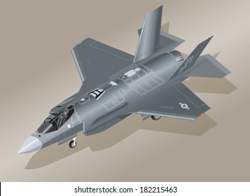 Detailed Isometric Illustration of an F-35 Lightning II Fighter Plane