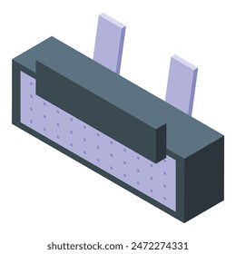 Detailed isometric illustration of hdmi port, high definition multimedia interface technology, connection, and data transfer equipment with audio and video inputs and outputs