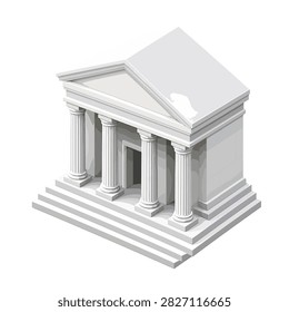 Detailed isometric rendering of a classical Greek temple with columns