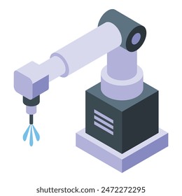 Detailed isometric robotic arm illustration in white background with modern technology and precision engineering for automated manufacturing and machinery industry