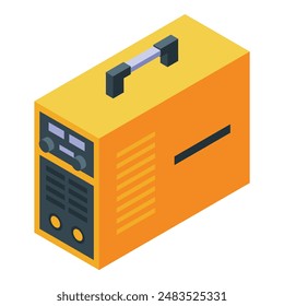 Detailed isometric vector art depicting a vibrant, portable power generator