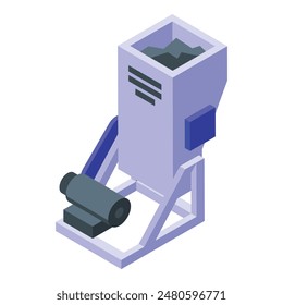 Detailed isometric vector graphic of a modern cement mixer, suitable for constructionthemed designs
