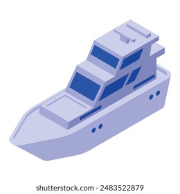 Detailed isometric vector illustration of a cargo ship for transportation. Shipping. Logistics. And maritime industry in blue color