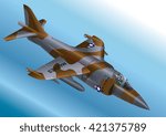 Detailed Isometric Vector Illustration of a US Marine Corp AV-8A / AV-8B Vertical Take Off Jet Fighter 