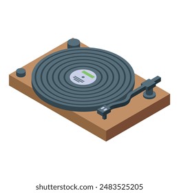 Detailed isometric view of a classic vinyl record player, perfect for musicthemed designs