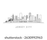 Detailed Jersey City skyline vector illustration. Jersey City buildings in line art style, perfect for modern designs.