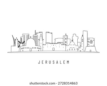 Detailed Jerusalem skyline vector illustration. Jerusalem buildings in line art style, perfect for modern designs.