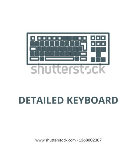 Detailed keyboard line icon, vector. Detailed keyboard outline sign, concept symbol, flat illustration