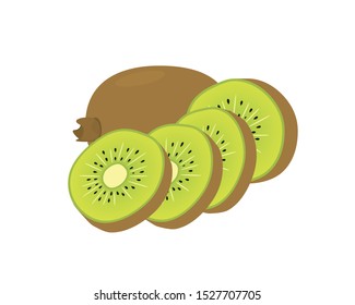 Detailed Kiwi with the Slices Illustration