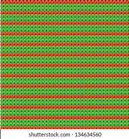 Detailed knitted striped red-and-green pattern