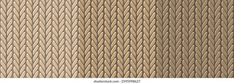 Detailed knitted sweater texture, chunky knit seamless beige shades pattern tile. Cute hand drawn knitted background