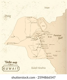 Detailed Kuwait vector map, perfect for travel, geography, and design projects. Explore now