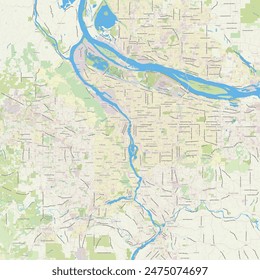 Detailed labeled map of Portland, Oregon, USA