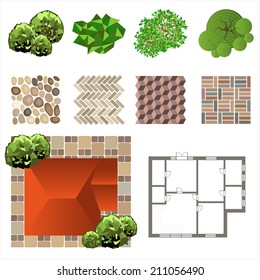 Detailed Landscape Design Elements. Make Your Own Plan. Top View