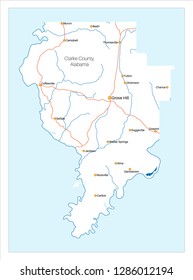 Detailed and large map of Clarke County in Alabama, USA