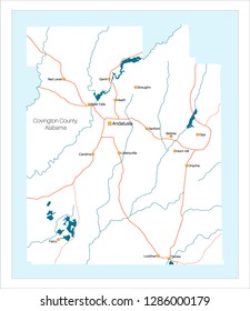 Detailed and large map of Covington County in Alabama, USA