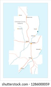 Detailed and large map of Crenshaw County in Alabama, USA