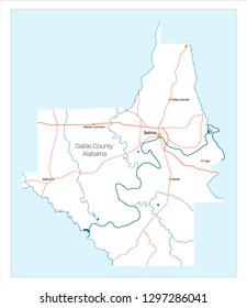 Detailed and large map of Dallas County in Alabama, USA