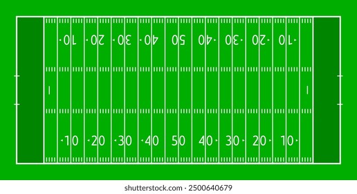 Un diseño detallado de un campo de fútbol que muestra líneas de patio, zonas finales y marcas para el análisis de la jugabilidad.