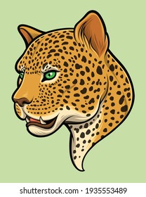 Detailed Leopard Head Illustration Closeup 