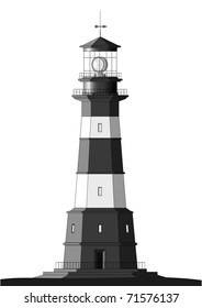 Detailed lighthouse isolated on white (vector)