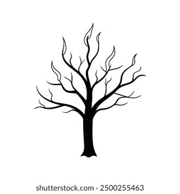 Detailed line art of a burnt dead tree, perfect for minimalist and nature-inspired designs.