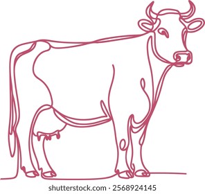Detailed Line Art Cow Illustration Elegant Hand Drawn Farm Animal Design for Prints Merchandise and Digital Products