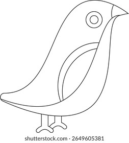 A detailed line art illustration of a bird, perfect for coloring books, nature-themed designs, and educational printables. Vector EPS format with clean outlines for easy editing and printing.