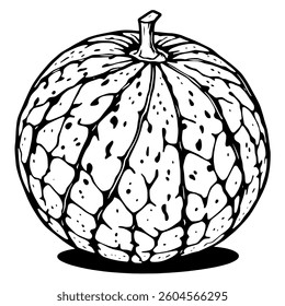 Detailed Line Art Illustration Of A Kiwano Melon