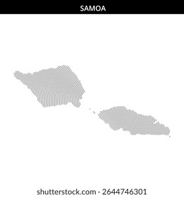 Detailed line art representation of Samoa's geographic shape