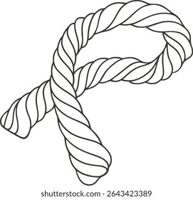 Detailed line art of two coiled ropes, perfect for nautical themes, boating illustrations, marine product design, or camping and survival gear branding in minimalist vector style.