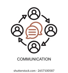 Detailed line color vector of change management communication for business transformation and change management.