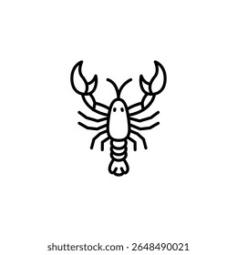 Desenho De Linha Detalhado De Uma Lagosta Com Garras E Antenas Delicadas
