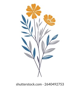 detailed line flower artwork with contemporary sketch.botanical art for textile printing and branding.modern floral design for fashion products

